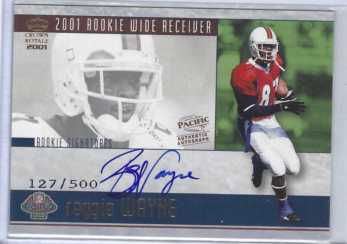REGGIE WAYNE 2001 CROWN ROYALE ROOKIE SIGNATURES AUTO RC #D 127/500