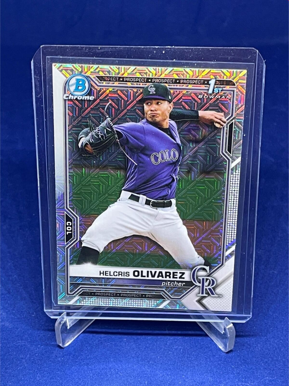 HELCRIS OLIVAREZ 2021 TOPPS BOWMAN CHROME 1ST BOWMAN MEGA BOX REFRACTOR # 154