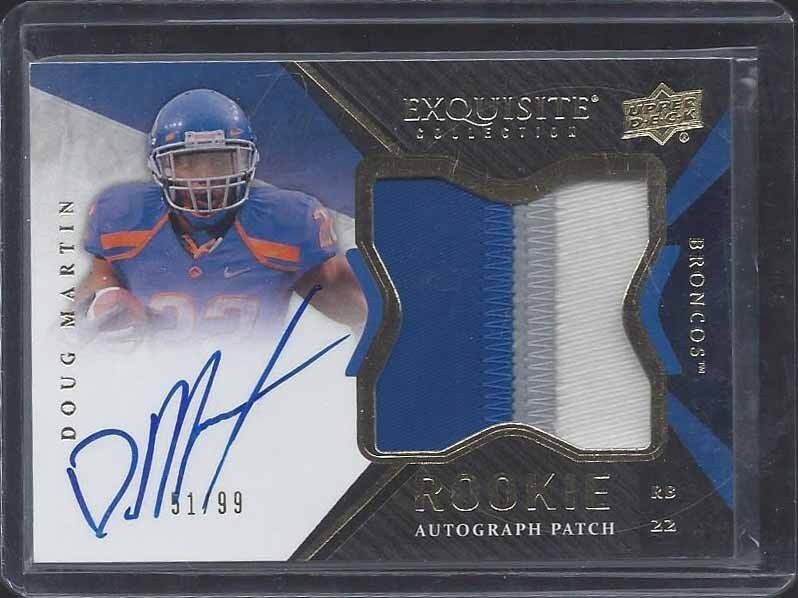 DOUG MARTIN 2012 UD EXQUISITE RPA JUMBO 3 COLOR ROOKIE PATCH AUTO RC #D 51/99