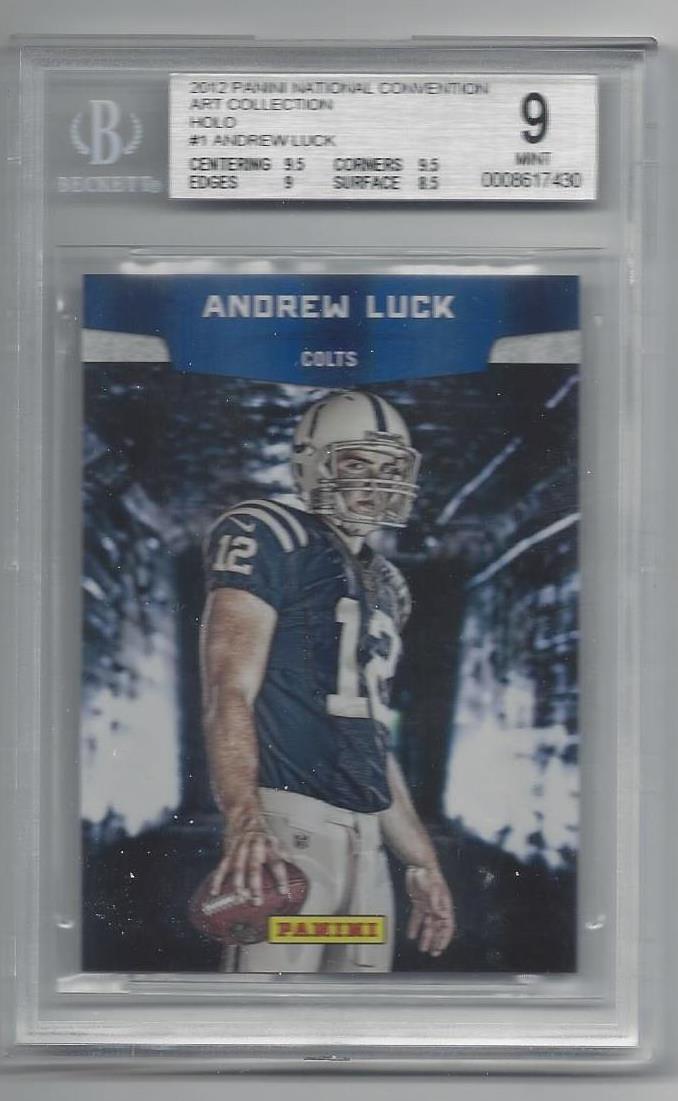 ANDREW LUCK 2012 PANINI NATIONAL CONVENTION ART COLLECTION HOLO RC BGS 9 MINT
