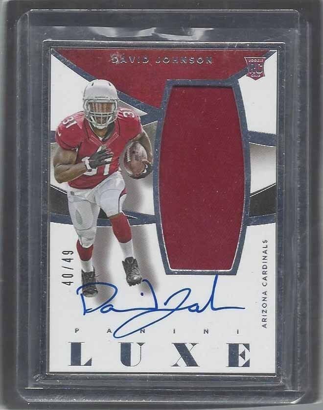 DAVID JOHNSON 2015 PANINI LUXE SILVER FRAME JUMBO JERSEY ON CARD AUTO RC #D /49