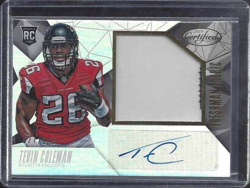TEVIN COLEMAN 2015 CERTIFIED FRESHMAN FABRIC GOLD JUMBO PATCH AUTO RC #D 27/249