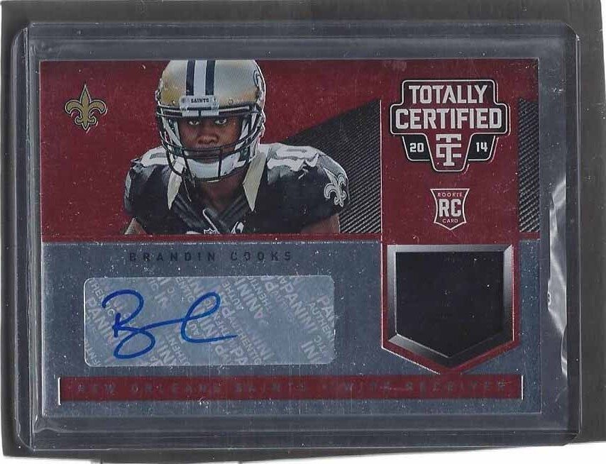BRANDIN COOKS 2014 TOTALLY CERTIFIED RED ROOKIE JERSEY AUTO RC #D /75