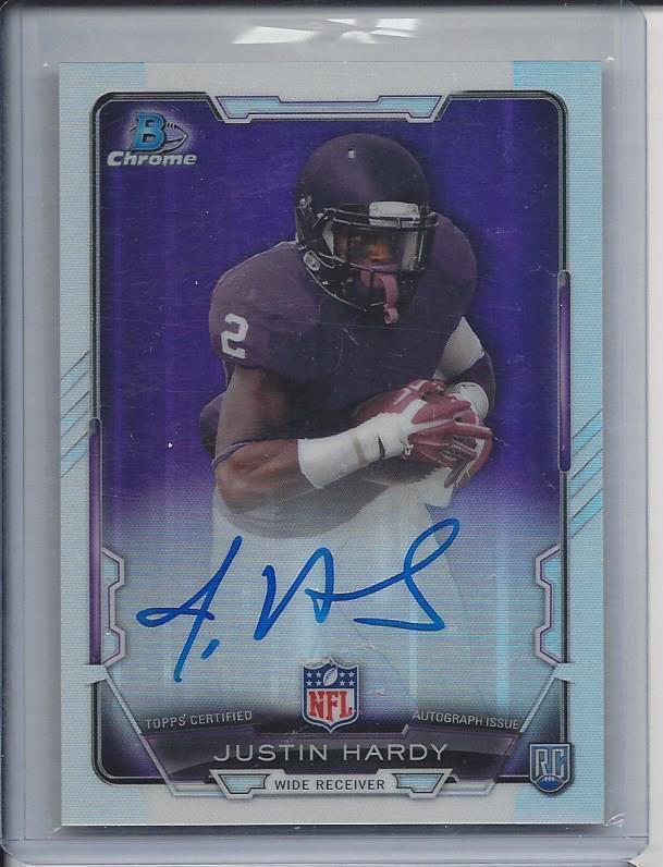 JUSTIN HARDY 2015 BOWMAN CHROME REFRACTOR ON CARD ROOKIE AUTO RC