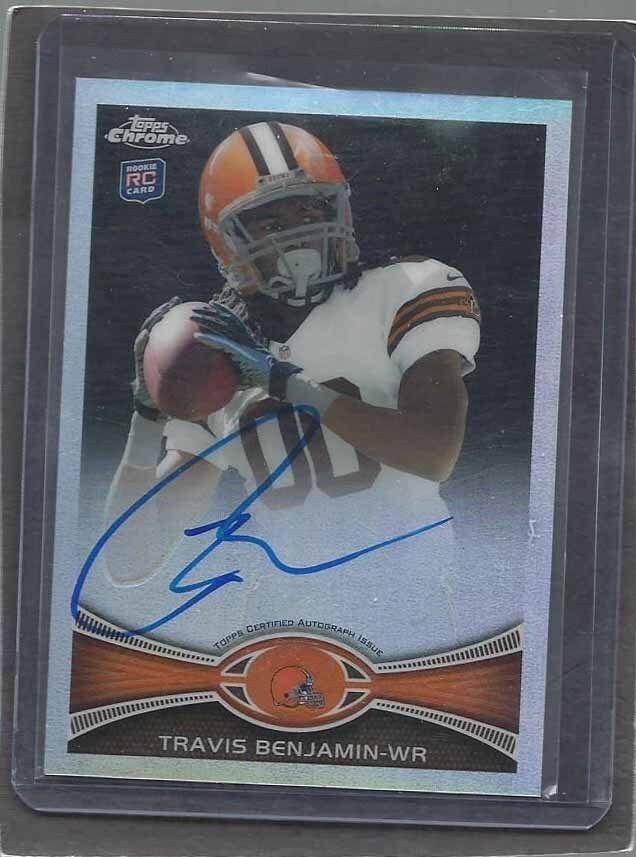 TRAVIS BENJAMIN 2012 TOPPS CHROME REFRACTOR ON CARD ROOKIE AUTO RC #D 118/178