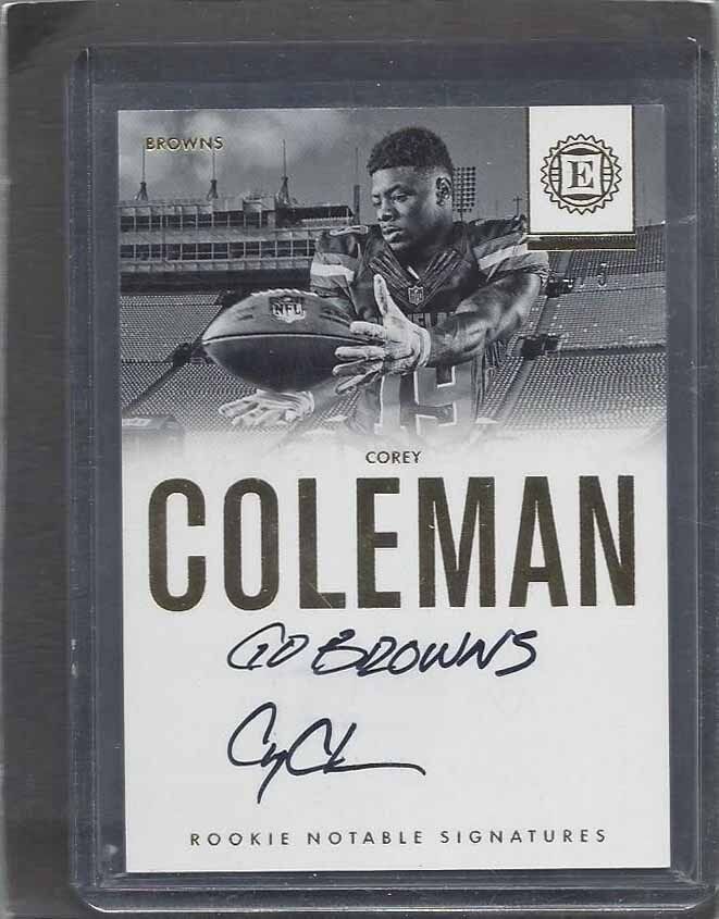 COREY COLEMAN 2016 PANINI ENCASED GOLD NOTABLE INSCRIPTIONS ON CARD AUTO RC /5