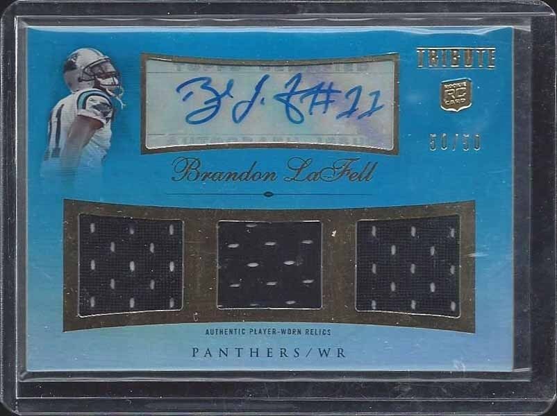 BRANDON LAFELL 2010 TOPPS TRIBUTE BLUE TRIPLE JERSEY AUTO RC #D 50/50