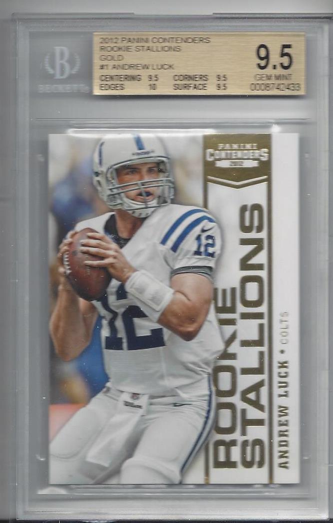 ANDREW LUCK 2012 PANINI CONTENDERS ROOKIE STALLIONS GOLD RC #D /100 BGS 9.5 GEM