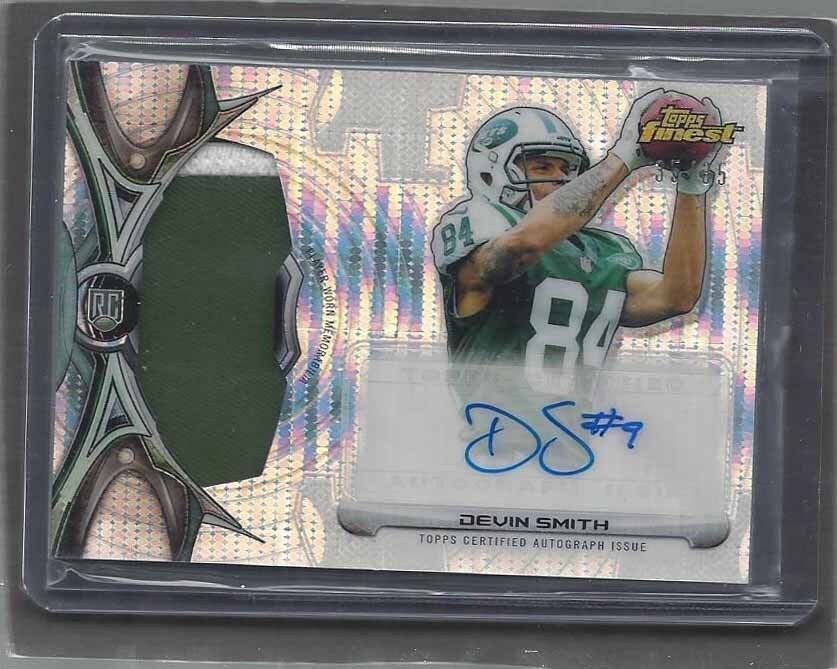 DEVIN SMITH 2015 TOPPS FINEST PULSAR REFRACTOR 2 COLOR PATCH AUTO RC #D 35/35