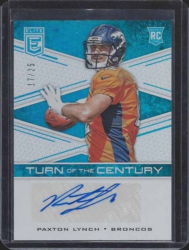 PAXTON LYNCH 2016 ELITE TURN OF THE CENTURY PLATINUM BLUE AUTO RC #D 17/25