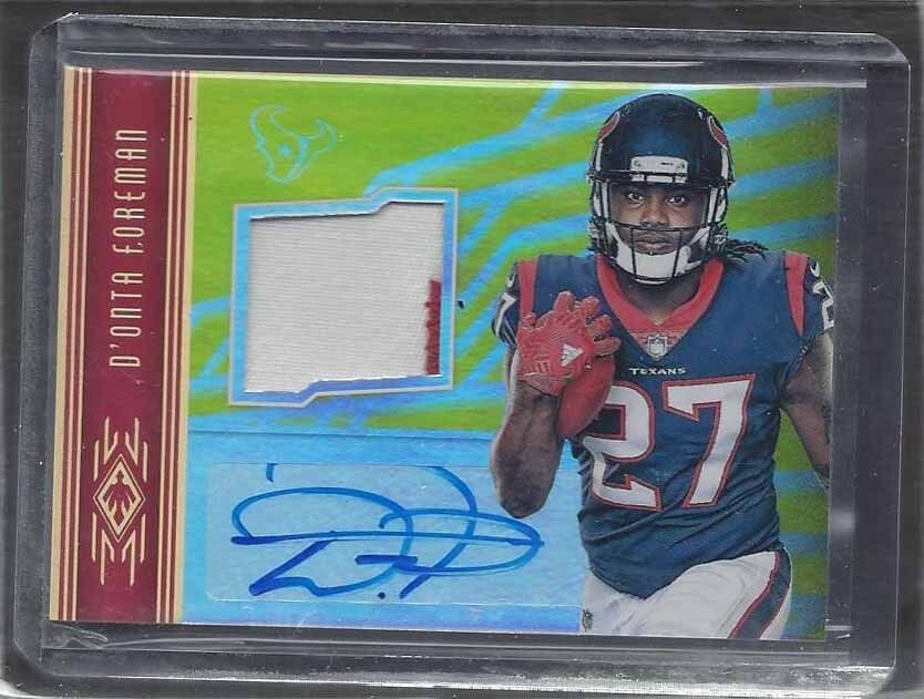 D'ONTA FOREMAN 2017 PANINI PHOENIX GOLD TEXANS 2 COLOR PATCH AUTO RC #D 13/49