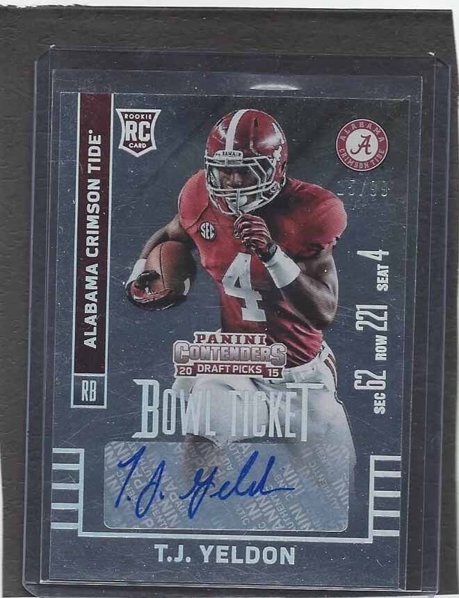 T.J. YELDON 2015 CONTENDERS DRAFT PICKS BOWL TICKET ROOKIE AUTO RC #D 15/99