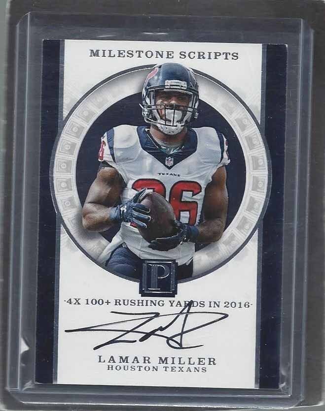 LAMAR MILLER 2017 PANINI PANTHEON MILESTONE SCRIPTS ON CARD AUTO RC #D 45/99