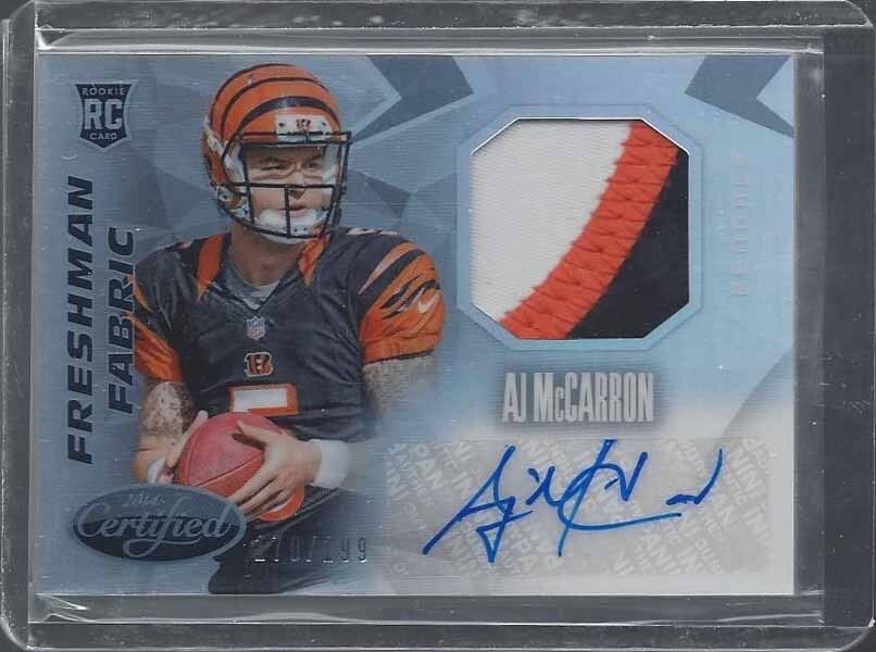 A.J. MCCARRON 2014 CERTIFIED FRESHMAN FABRIC 3 COLOR RPA PATCH AUTO RC #D /199
