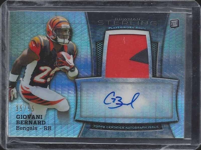 GIOVANI BERNARD 2013 BOWMAN STERLING PRISM REFRACTOR 2 CLR PATCH AUTO RC #D /55