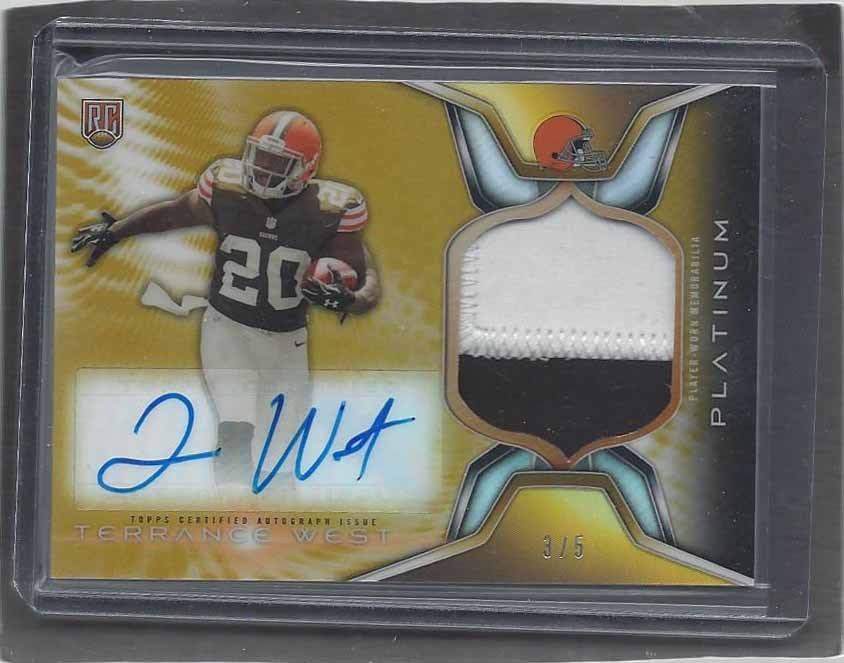 TERRANCE WEST 2014 TOPPS PLATINUM GOLD REFRACTOR RPA 2 CLR PATCH AUTO RC #D 3/5