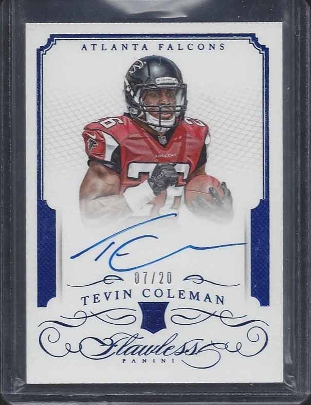 TEVIN COLEMAN 2015 PANINI FLAWLESS BLUE FALCONS ON CARD ROOKIE AUTO RC #D 7/20