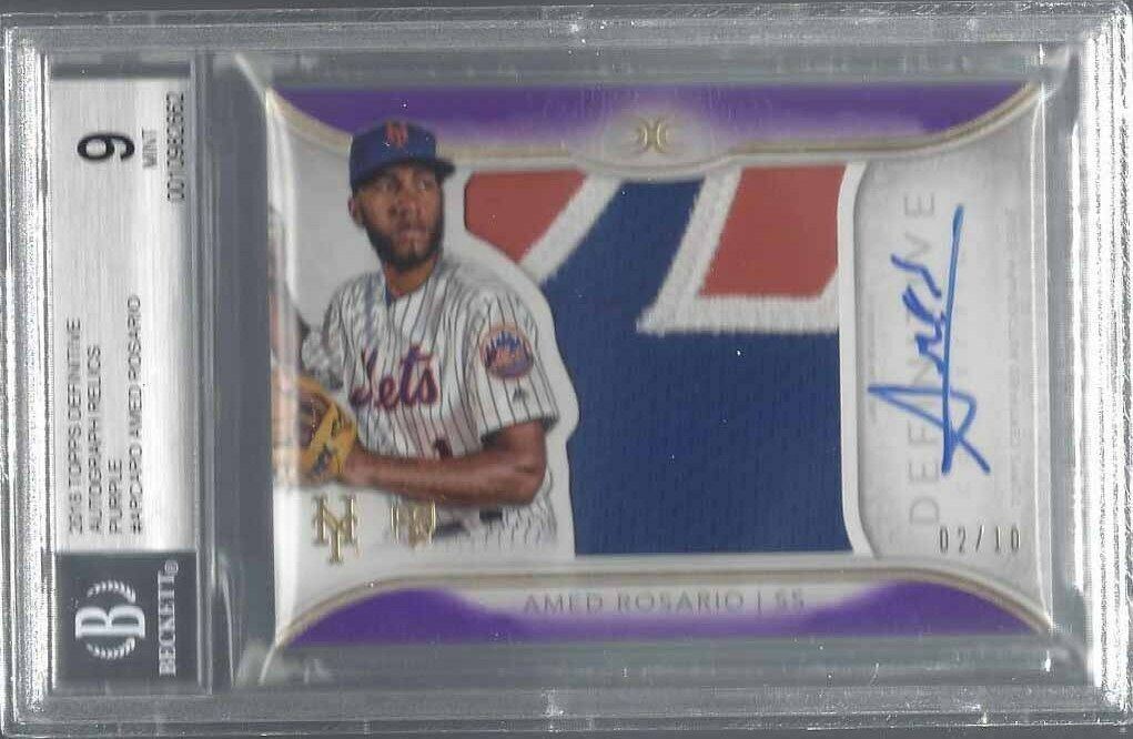 AMED ROSARIO 2018 TOPPS DEFINITIVE PURPLE RPA PATCH AUTO RC /10 BGS 9 10 POP 1/1
