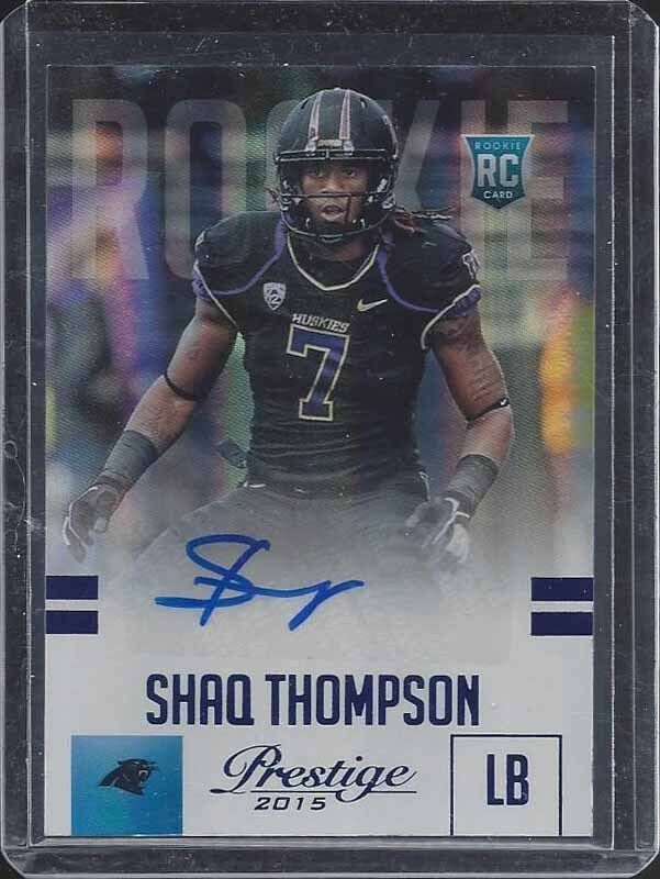 SHAQ THOMPSON 2015 PRESTIGE BLUE HOLOFOIL PANTHERS ROOKIE AUTO RC #284