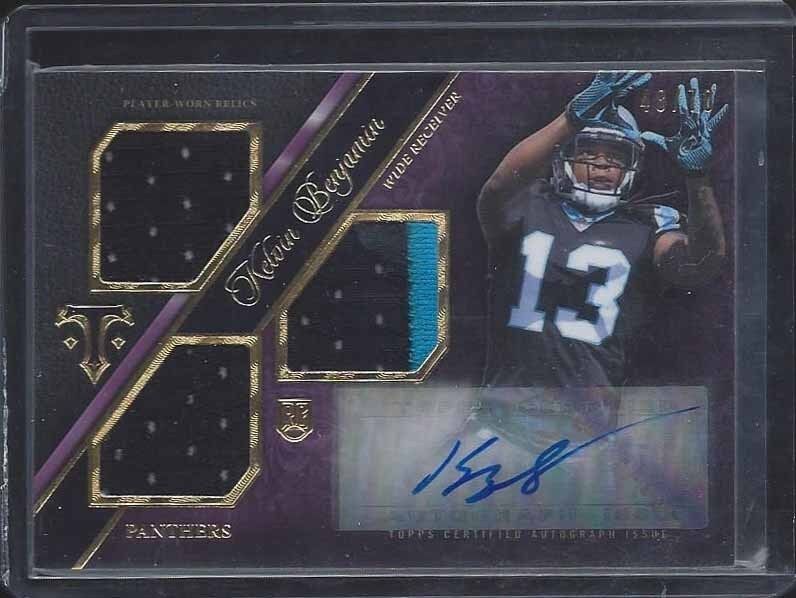 KELVIN BENJAMIN 2015 TOPPS TRIPLE THREADS PURPLE ROOKIE PATCH AUTO RC #D 48/70