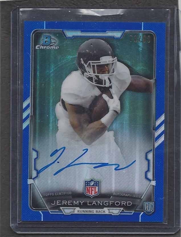 JEREMY LANGFORD 2015 BOWMAN CHROME BLUE REFRACTOR ON CARD AUTO RC #D 71/99