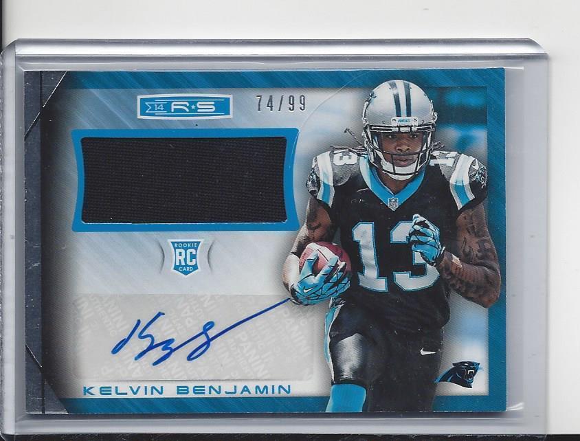 KELVIN BENJAMIN 2014 ROOKIES & STARS PANTHERS ROOKIE JERSEY AUTO RC #D 74/99