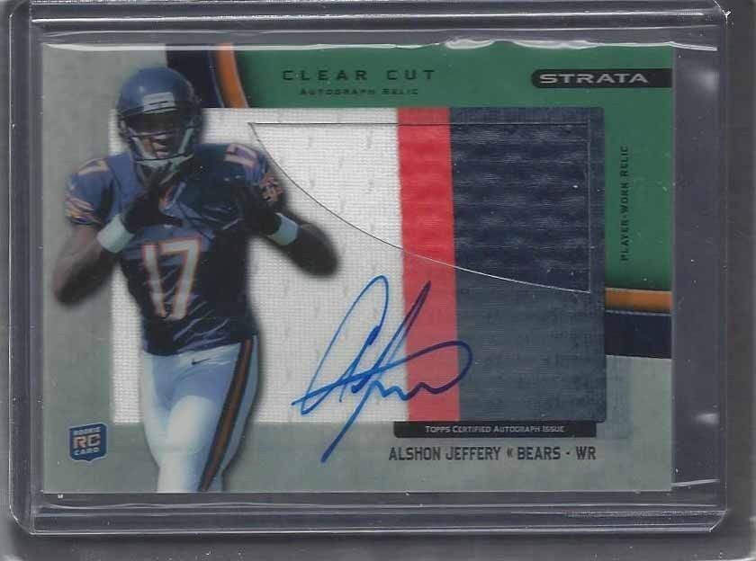 ALSHON JEFFERY 2012 TOPPS STRATA GREEN CLEAR CUT 3 COLOR PATCH AUTO RC #D /55