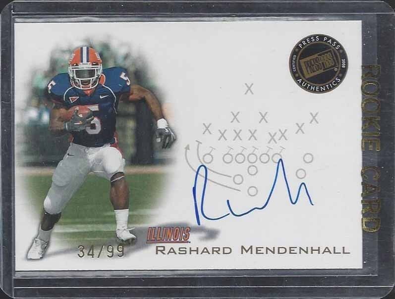 1/1 RASHARD MENDENHALL 2008 PRESS PASS XO BRONZE ON CARD AUTO RC #D 34/99 JSY#34