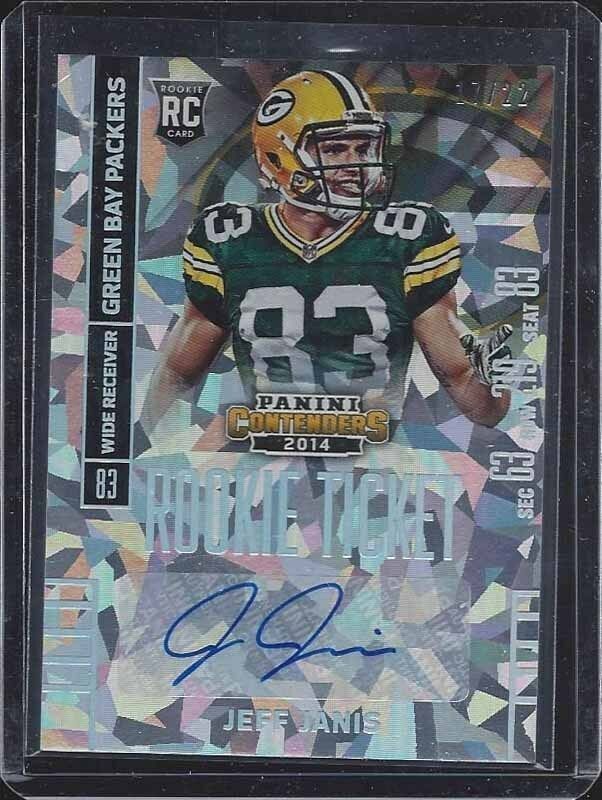 JEFF JANIS 2014 PANINI CONTENDERS PACKERS ROOKIE TICKET CRACKED ICE AUTO RC /22