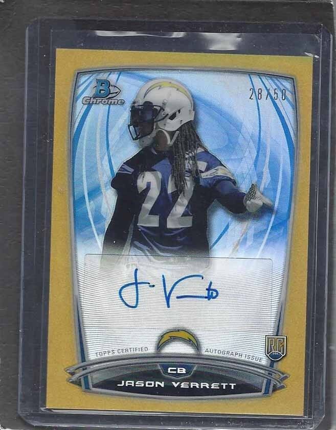 JASON VERRETT 2014 BOWMAN CHROME GOLD REFRACTOR ROOKIE AUTO RC #D 28/50