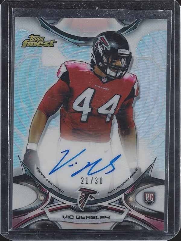 VIC BEASLEY 2015 TOPPS FINEST CASE HIT REFRACTOR ON CARD FALCON AUTO RC #D 21/30