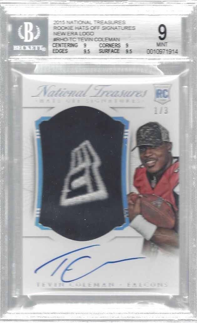TEVIN COLEMAN 2015 NATIONAL TREASURES HATS OFF PATCH AUTO RC 1/3 BGS 9 POP 1/1