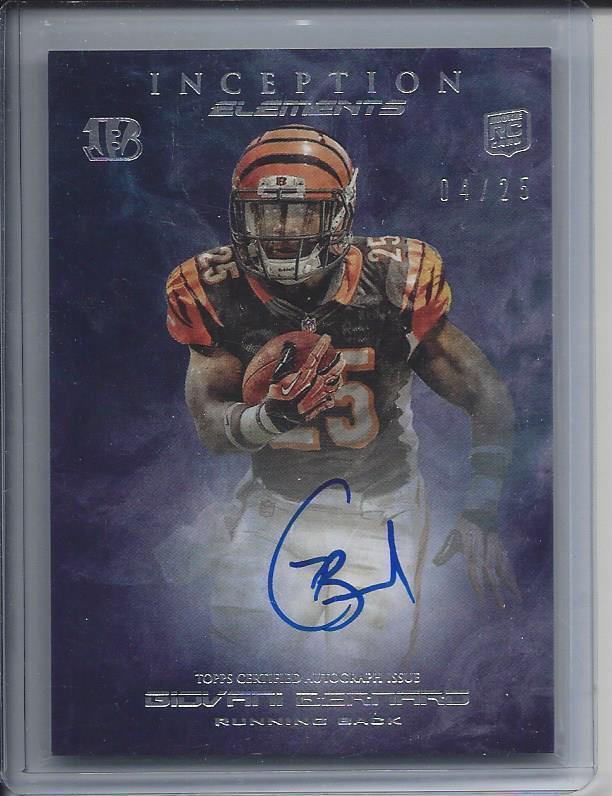 GIOVANI BERNARD 2013 TOPPS INCEPTION ELEMENTS ON CARD ROOKIE AUTO RC #D 4/25