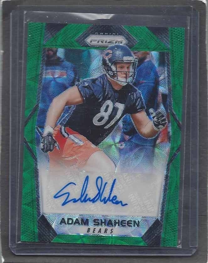ADAM SHAHEEN 2017 PANINI PRIZM GREEN SCOPE PRIZMS BEARS ROOKIE AUTO RC #D 67/99