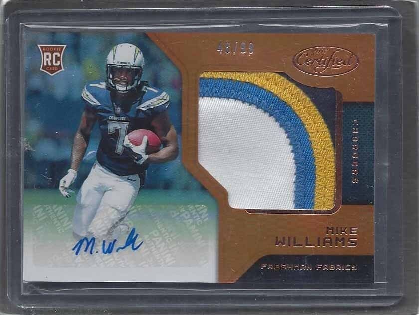 MIKE WILLIAMS 2017 CERTIFIED FRESHMAN FABRIC ORANGE 4 COLOR PATCH AUTO RC #D /99