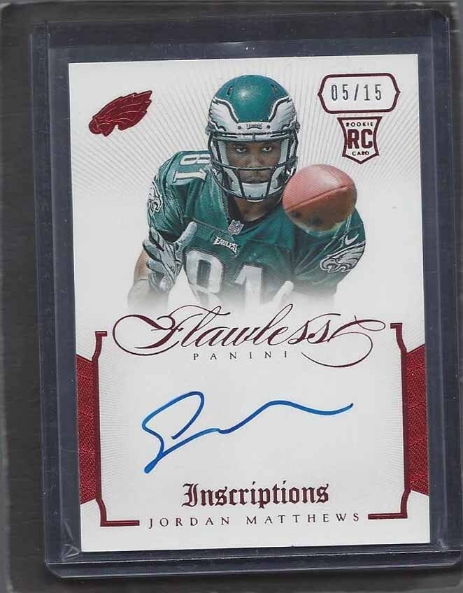 JORDAN MATTHEWS 2014 FLAWLESS INSCRIPTIONS RUBY RED ON CARD AUTO RC #D 5/15