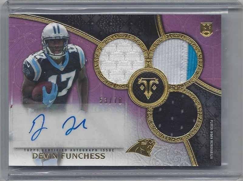 DEVIN FUNCHESS 2015 TOPPS TRIPLE THREADS PURPLE ROOKIE PATCH AUTO RC #D 53/70