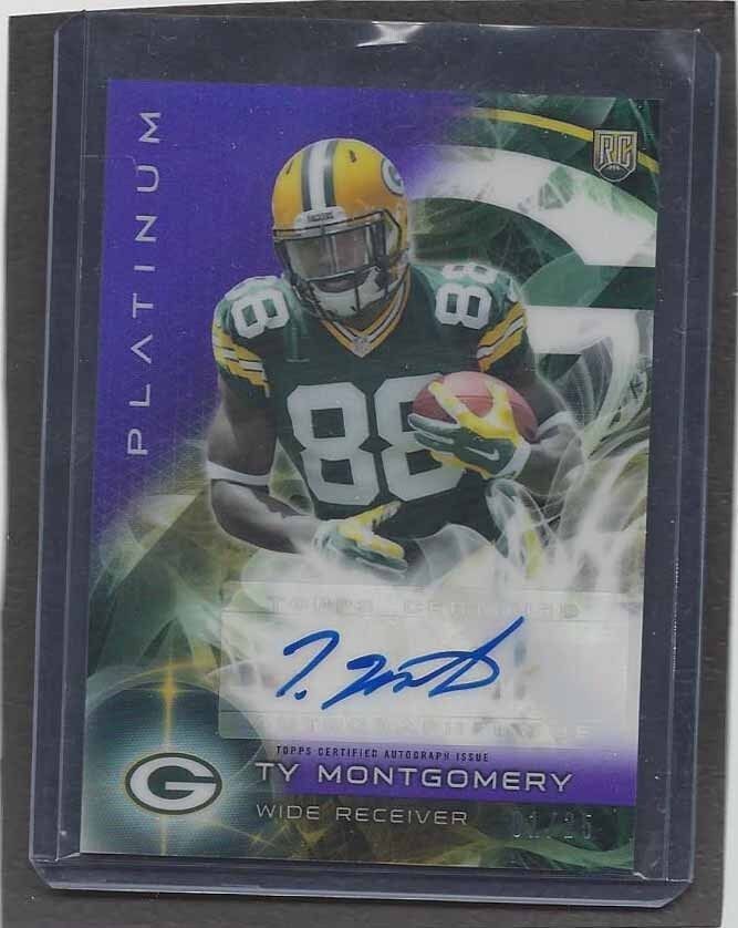 TY MONTGOMERY 2015 TOPPS PLATINUM PURPLE REFRACTOR ROOKIE AUTO RC #D 1/25