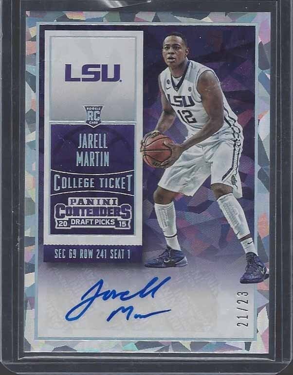 JARELL MARTIN 2015 CONTENDERS DRAFT PICKS COLLEGE CRACKED ICE AUTO RC #D 21/23