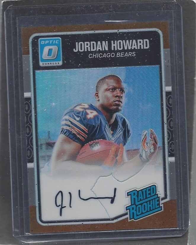 JORDAN HOWARD 2016 DONRUSS OPTIC BRONZE HOLO ROOKIE RATED ON CARD AUTO RC #177