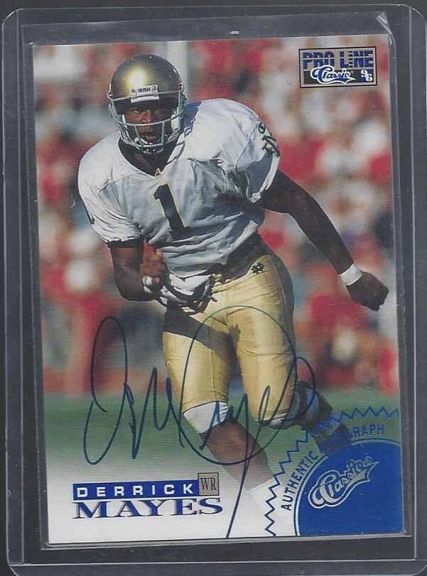 DERRICK MAYES 1996 PRO LINE PACKERS NOTRE DAME ON CARD ROOKIE AUTO RC