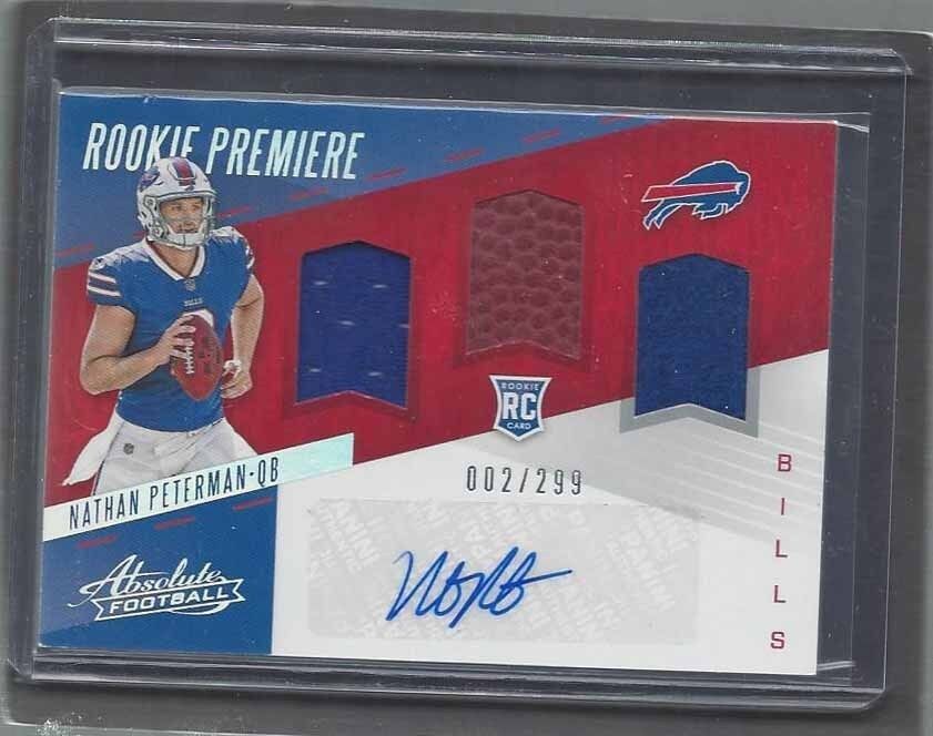 1/1 NATHAN PETERMAN 2017 ABSOLUTE RPM TRIPLE JERSEY BALL AUTO RC #D 2/299 JSY #2