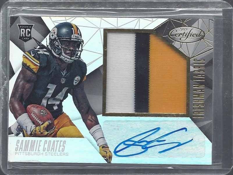 SAMMIE COATES 2015 PANINI CERTIFIED ROOKIE PATCH 3 COLOR AUTO RC #D 491/799