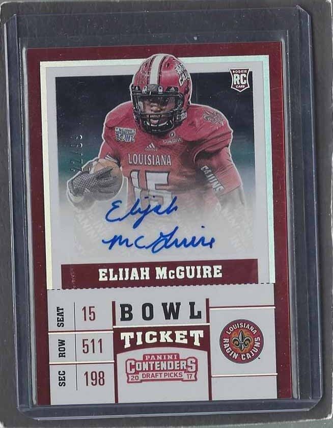ELIJAH MCGUIRE 2017 PANINI CONTENDERS DRAFT PICKS BOWL TICKET AUTO RC #D /99