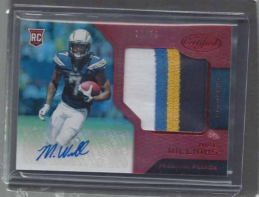 MIKE WILLIAMS 2017 CERTIFIED FRESHMAN FABRIC RED JUMBO 4 COLOR PATCH AUTO RC /75