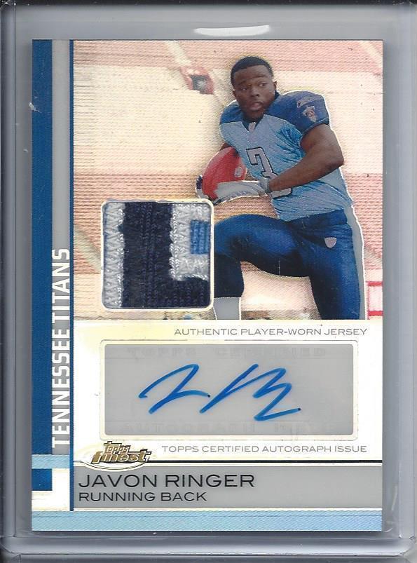 JAVON RINGER 2009 TOPPS FINEST RPA REFRACTOR 3 COLOR PATCH AUTO RC #D 38/50