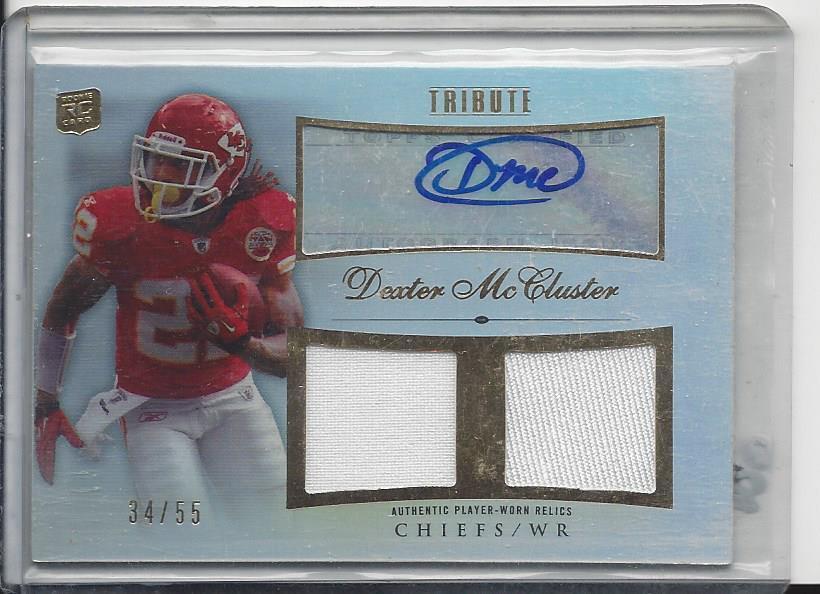 DEXTER MCCLUSTER 2010 TOPPS TRIBUTE DUAL ROOKIE JERSEY AUTO RC #D 34/55
