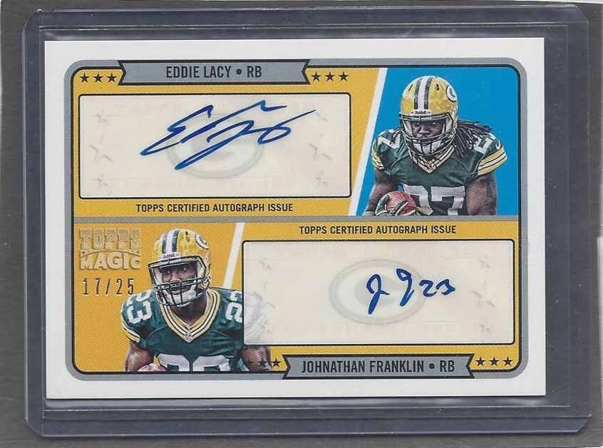 EDDIE LACY JOHNATHAN FRANKLIN 2013 TOPPS MAGIC PACKERS DUAL AUTO RC #D 17/25