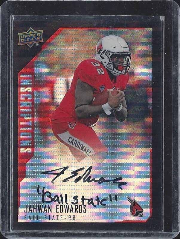 JAHWAN EDWARDS 15 UD INSCRIPTIONS BLACK PULSAR REFRACTOR BALL STATE AUTO RC /25