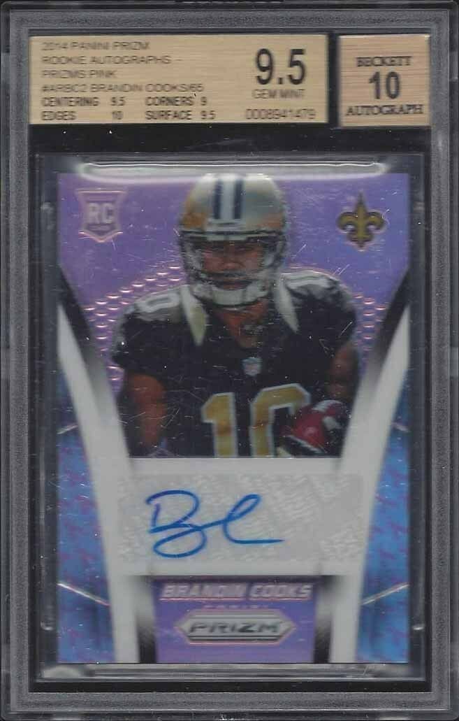1/1 BRANDIN COOKS 2014 PANINI PRIZM PINK AUTO RC #D 10/65 BGS 9.5 10 JERSEY #10!